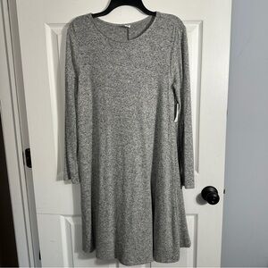 NEW Old Navy sz M gray/black marled swing dress, long sleeve, fall, office, date
